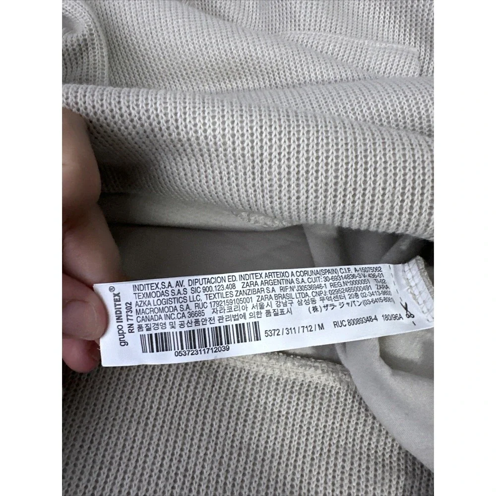 Zara Men's Pullover Hoodie Knitted Sweater Size Medium Beige‎